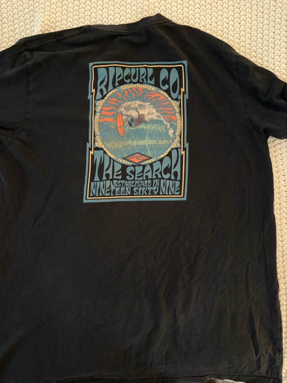 Rip Curl Black Short-Sleeve Tee with Teal Palm Logo - Picture 2 of 2